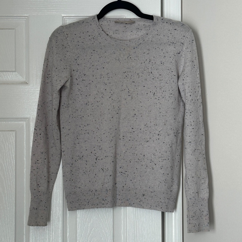 Everlane Extra Small XS Cashmere Sweater Flecked Speckled Cream Crew Neutral